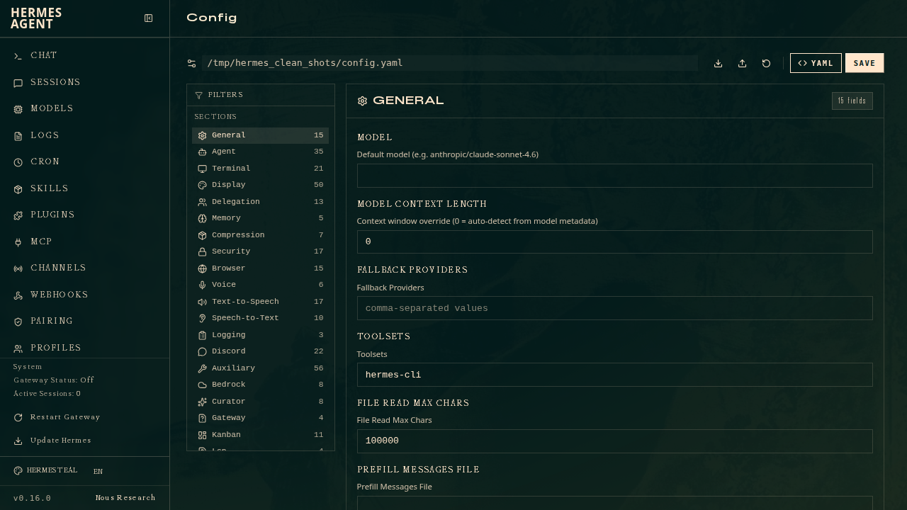 Official config admin page