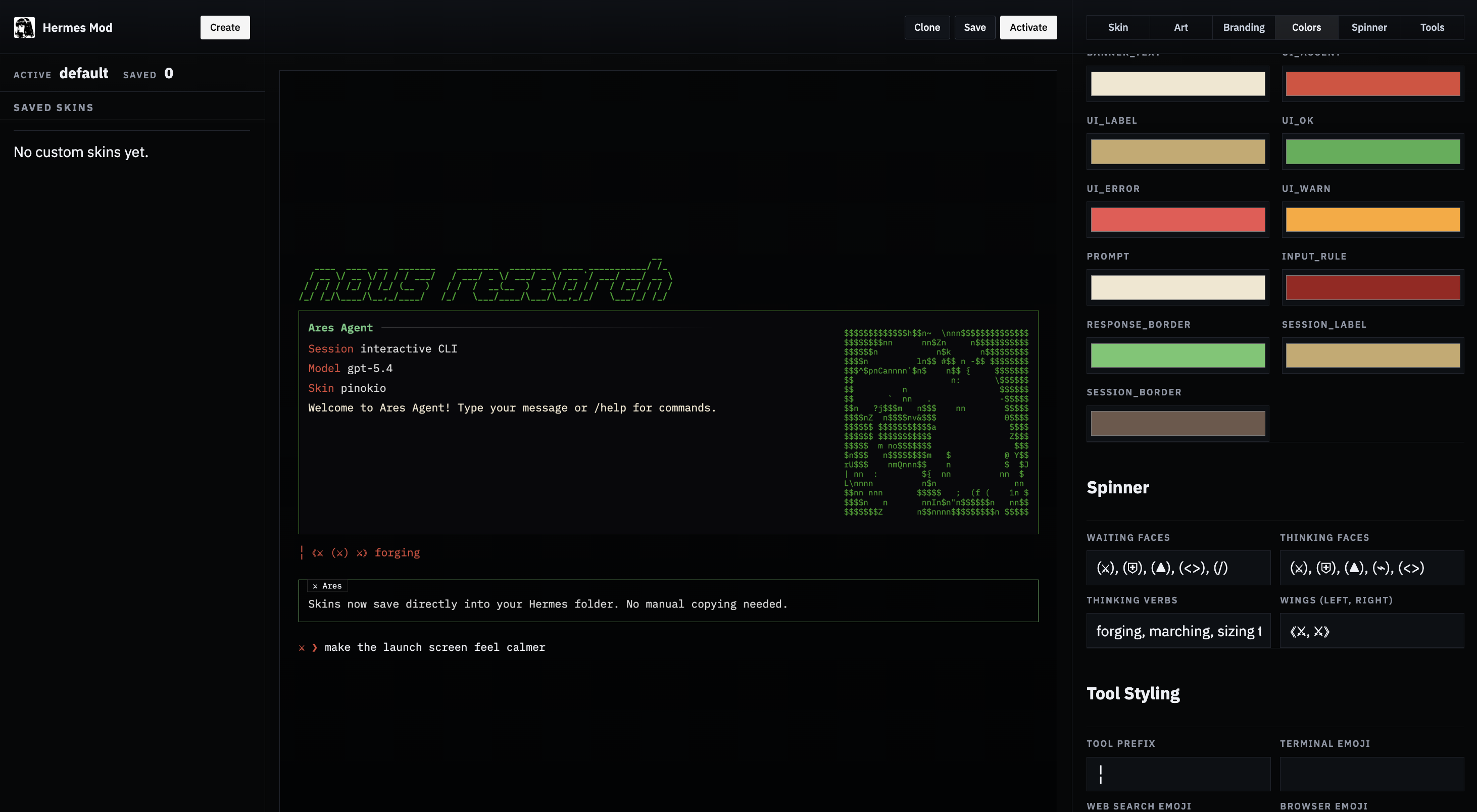 Official Hermes Mod skin editor