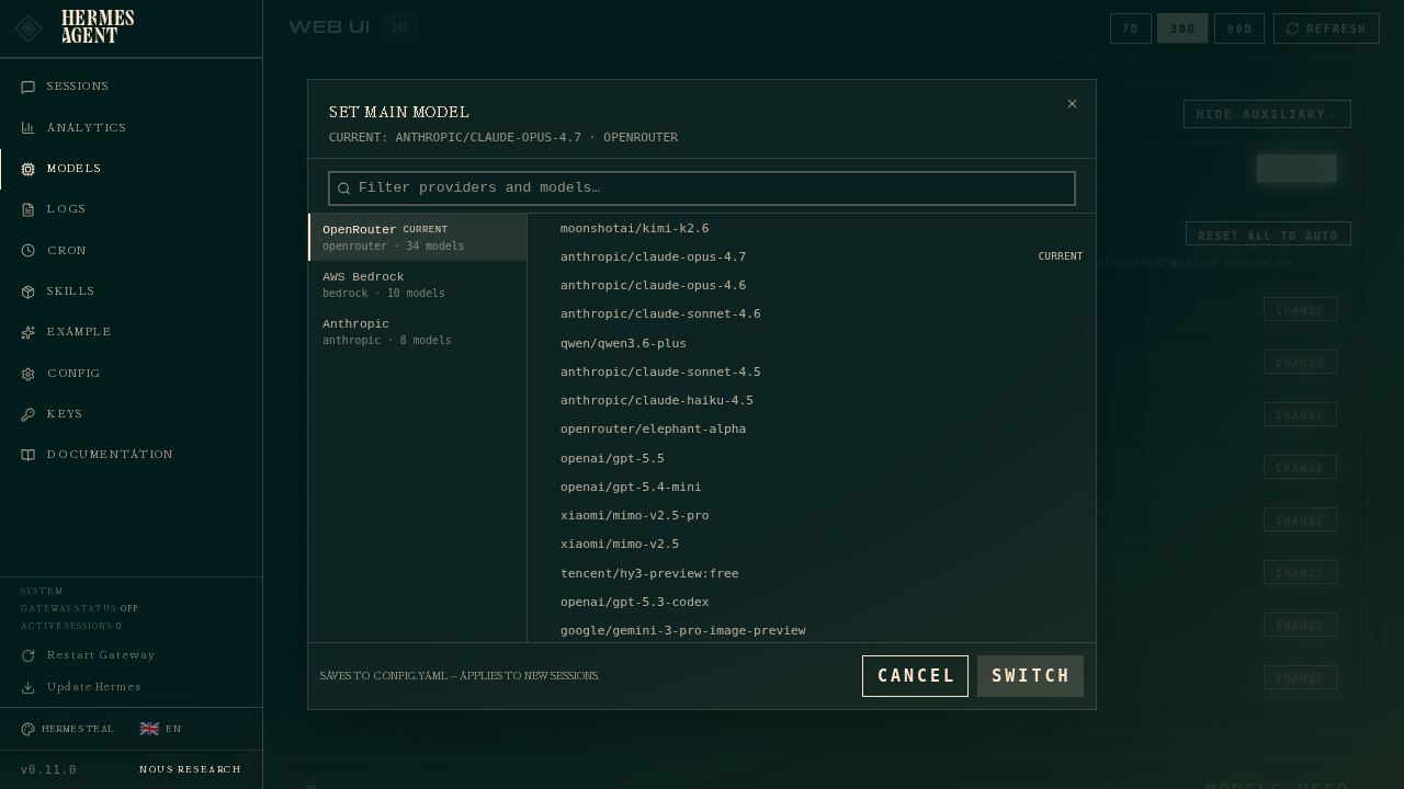 Official model picker dialog